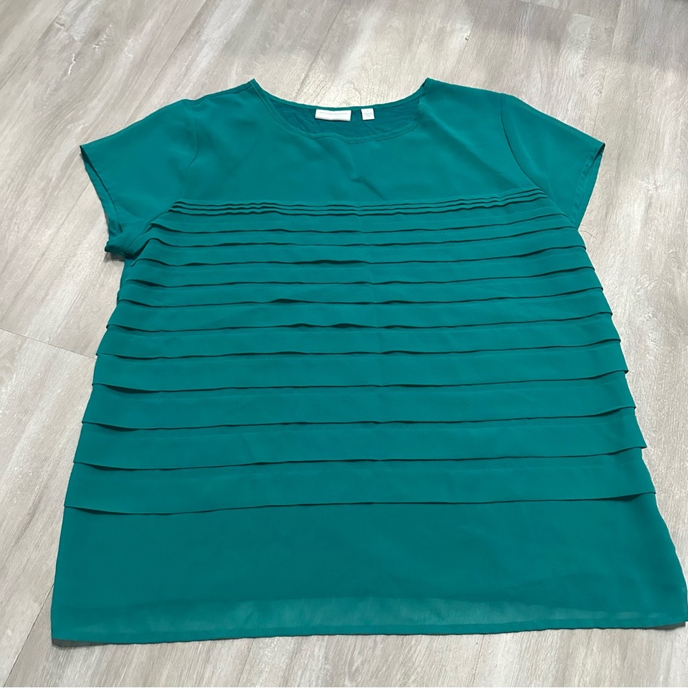 New York & Company Kelley Emerald Green Layered Blouse Sz XL